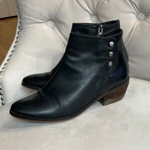 Sam Edelman Black Leather Ankle Boots Size 6.5
